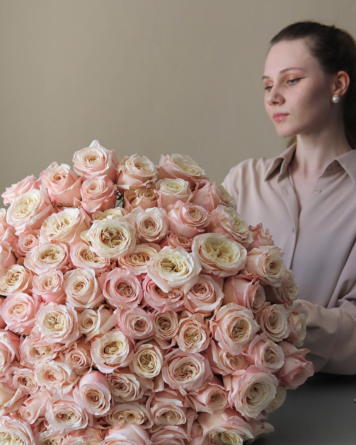 100 Peach Garden Roses