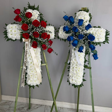 Cross Sympathy Flower Spray Arrangement