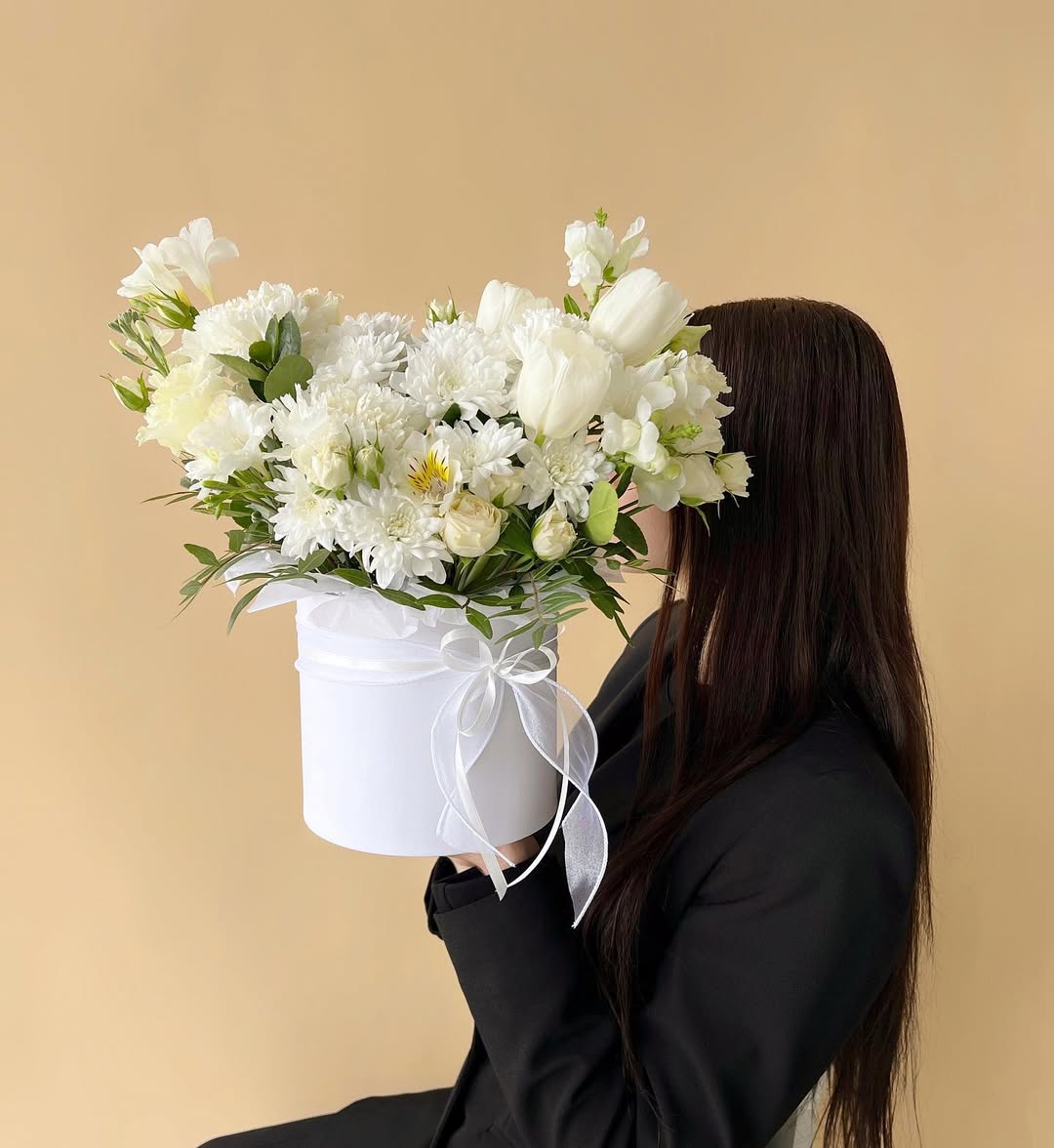 White Sympathy Flower Box