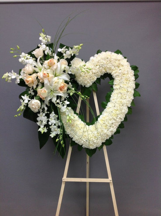 Heart Sympathy Flower Spray Arrangement