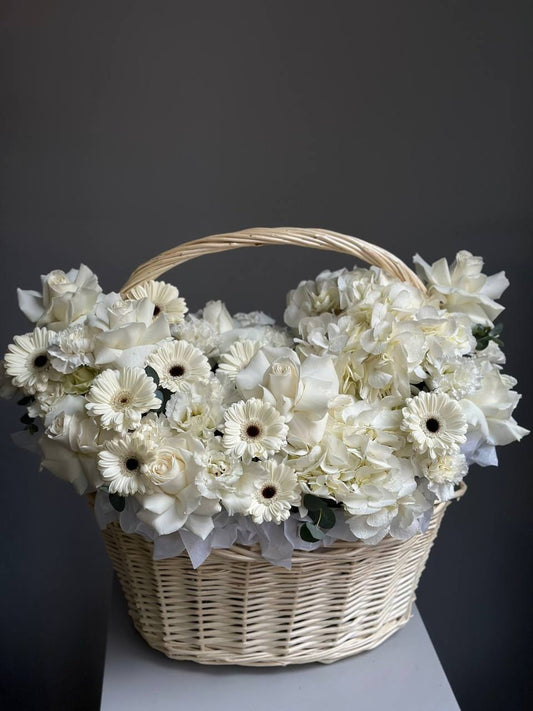Ivory & White Flower Basket